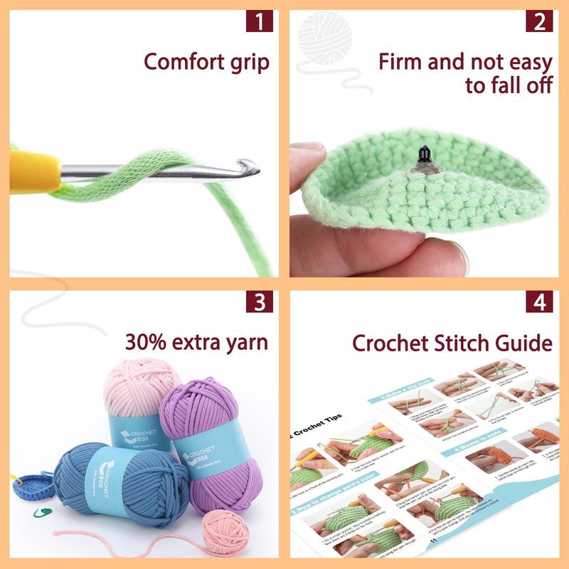 Crochet Kit for Beginners, 1 Set Cute Plateau Cattle Crochet Kit with Step-by-Step Instructions and Video Tutorials, Complete Crochet Starter Kit for Birthdays Gift