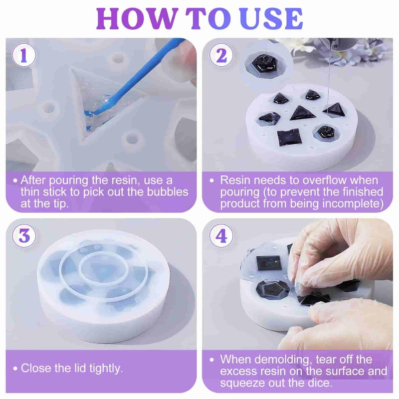 Upgraded Dice Resin Molds, Large DND Silicone Dice Molds for Resin with 7 Cavities, Polyhedral Stereoscopic Game Dice Epoxy Resin Molds for DIY Dices Making, Table Board Game - LET'S RESIN
