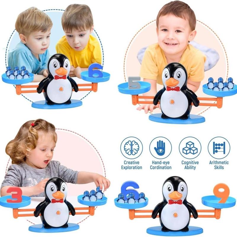 Penguin Design Math Balance Toy, 1 Set Number Scale Toy, Number Learning Toy Set, Sensory Toy, Home Decoration
