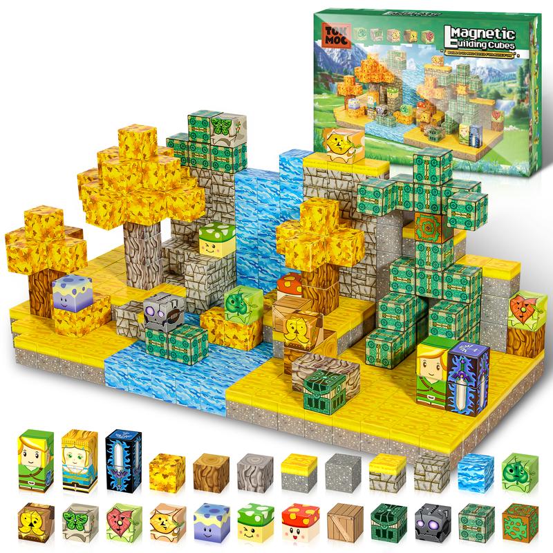 TOKMOC 3D DIY Magnetic Building Blocks Set,Magnet Cubes Blocks,STEM Building Game Sensory Outdoor Toys Home Decor,Birthday Christmas Gifts for Aged 12 And Above, Stress Relief Toy,54PCS,100PCS