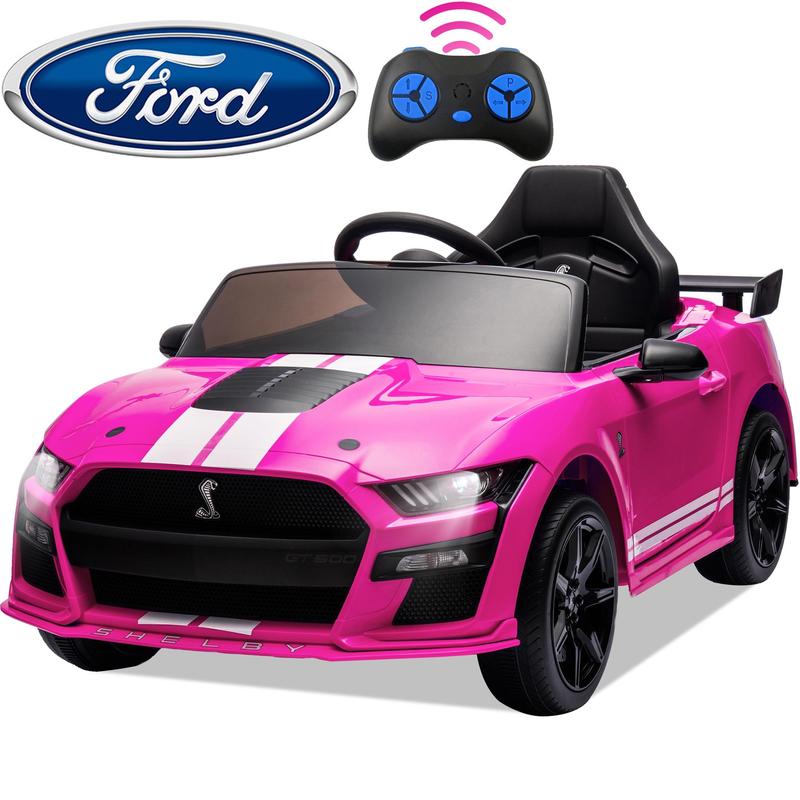 CoCLUB Ride on Toy Cars for Kids, 12V Ford Mustang Shelby Powered Ride on Truck Car with Remote Control, Electric Vehicle Car for kids Girl Boy 3-6 w Music, Bluetooth, LED Lights, 3 Speeds, 4 Wheelers