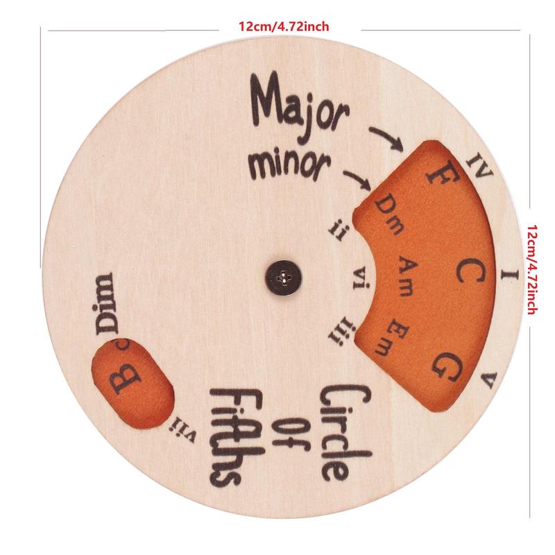 Wooden Circle Of Fifths Wheel, Rotatable Chord Wheel, Wooden Instrument Music Theory Learning Tool, Music Accessories for Guitar, Bass, Piano, Violin