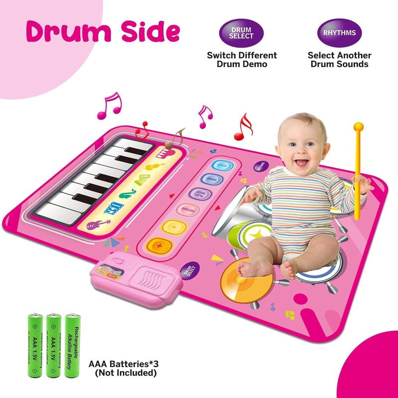 1 Year Old Girl Gifts, Piano Mat Kids Toys for 1 Year Old Girl, 2 in 1  Music Mat with Keyboard & Drum, Early Educational Musical Toys First Birthday Christmas Gifts