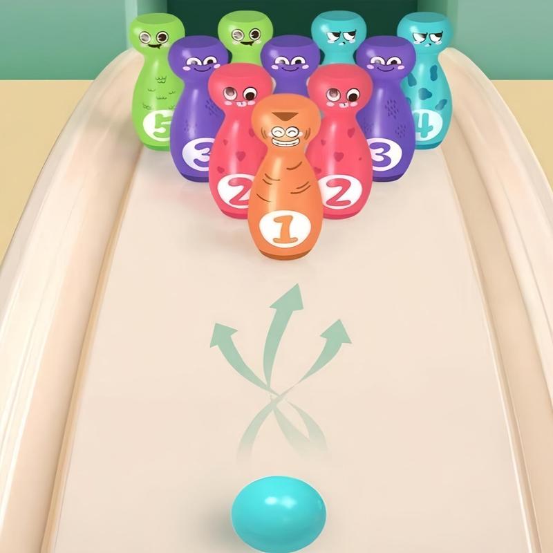 Cartoon Bowling Ball Toy, 1 Set Cute Expression Bowling Ball, Including 10 Bottles & 2 Balls, Birthday Gift