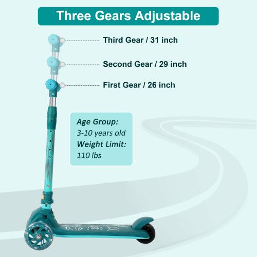 Kick Scooter for Kids, Wheel with Brake, Adjustable Height Handlebar, Lightweight, Aged 3-10, Wide Standing Board，Birthday Christmas Gift for Child