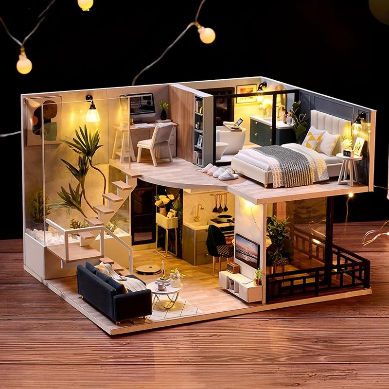 DIY Wooden House Kit, 1 Box DIY Miniature House Kit, 3D Wooden Puzzle, DIY Model Kit, Desktop Decoration Ornament, DIY House Kit, Stocking Fillers Gift