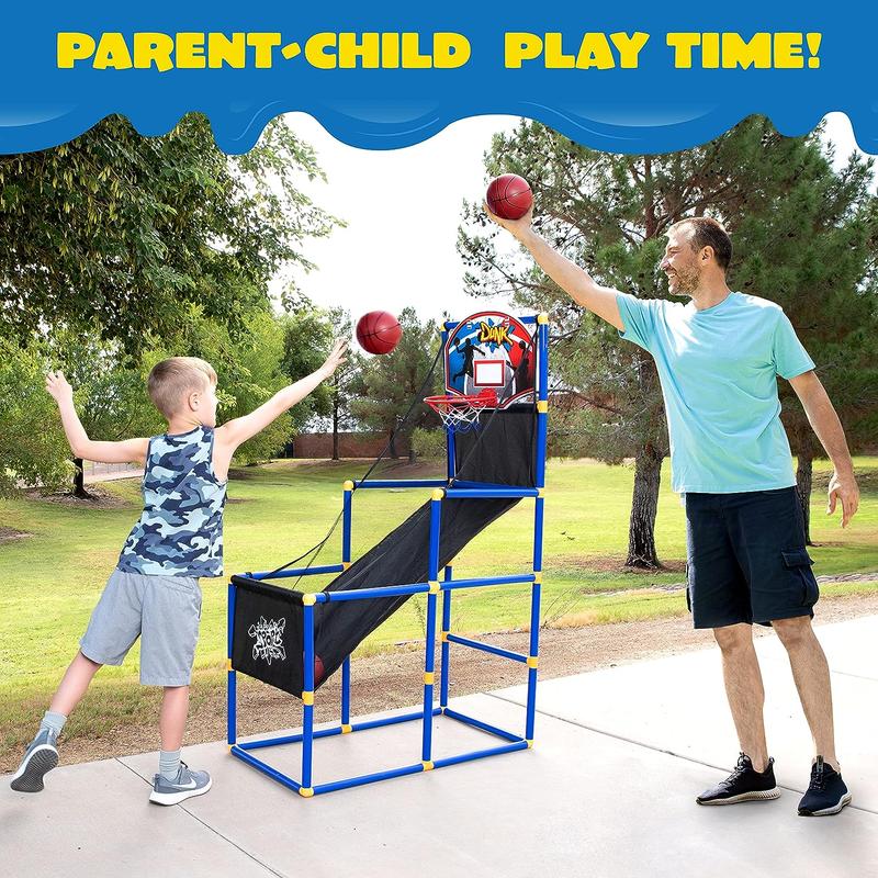  Christmas 2024 Gifts Arcade Basketball Game Set with 4 Balls and Hoop Outdoor Sport Play - Easy Set Up - Air Pump Included