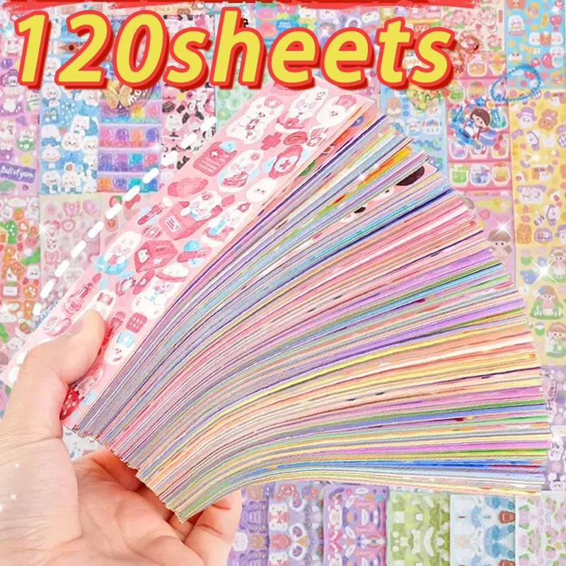Cute Cartoon Animal Pattern Sticker, 120 Sheets set Random Style Sticker, DIY Decorative Sticker for Scrapbooking, Journaling, Water Bottle, Laptop, Phone Case, Scrapbooking Supplies