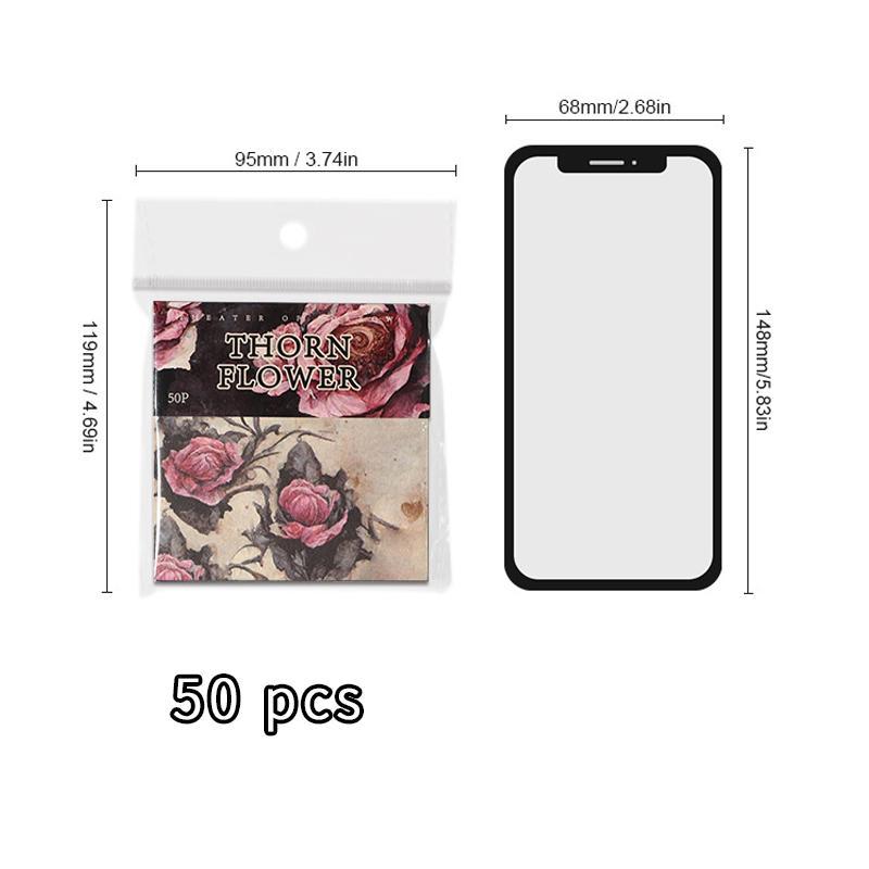 Random Vintage Flower & Moon Pattern Decorative Paper, 50pcs set Retro Background Paper, DIY Decorative Supplies for Scrapbooking & Journal Making