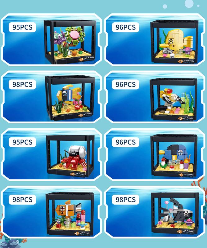8 in 1 Creator Fish Tank Aquarium Building Blocks Toys Sets,STEM Educational Toys for Kids 8+,Birthday Christmas Date Gifts for Kids and Adults (729PCS)