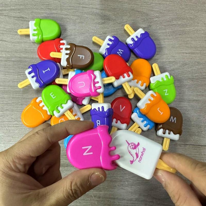 Ice Cream Shaped Alphabet Letters Matching Toy, 52pcs set Counting Toy, Learning Toy for Boys Girls, Fine Motor Skills Toys