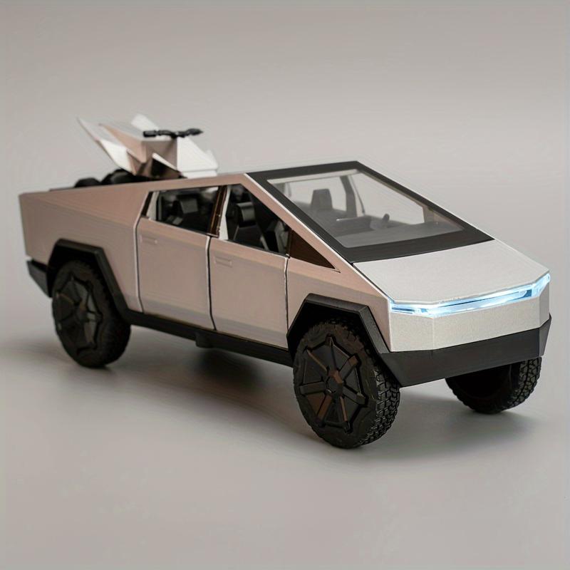 Tesla Cybertruck 1:32 Scale Model with Friction Pullback, Lights & Sound Effects – Premium Toy Pickup Truck for Collectors and Kids’ Entertainment