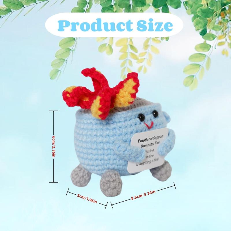 Crochet Dumpster Fire Toy, 1 Count Emotional Support Dumpster Fire Plush Toy, Emotional Support Ornament for Christmas Decoration Or Gift