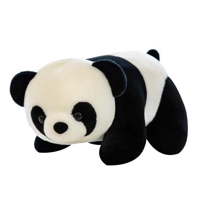 Black and white panda doll plush toy, Chinese giant panda lying down pillow doll, children's girl and boy gift