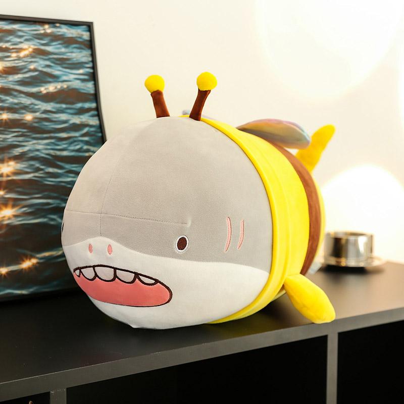 Shark bee venting plush toy Shark bee doll Living room cushion Girl birthday children gift Cloth doll Pillow Sleeping Cute Leg Pinch