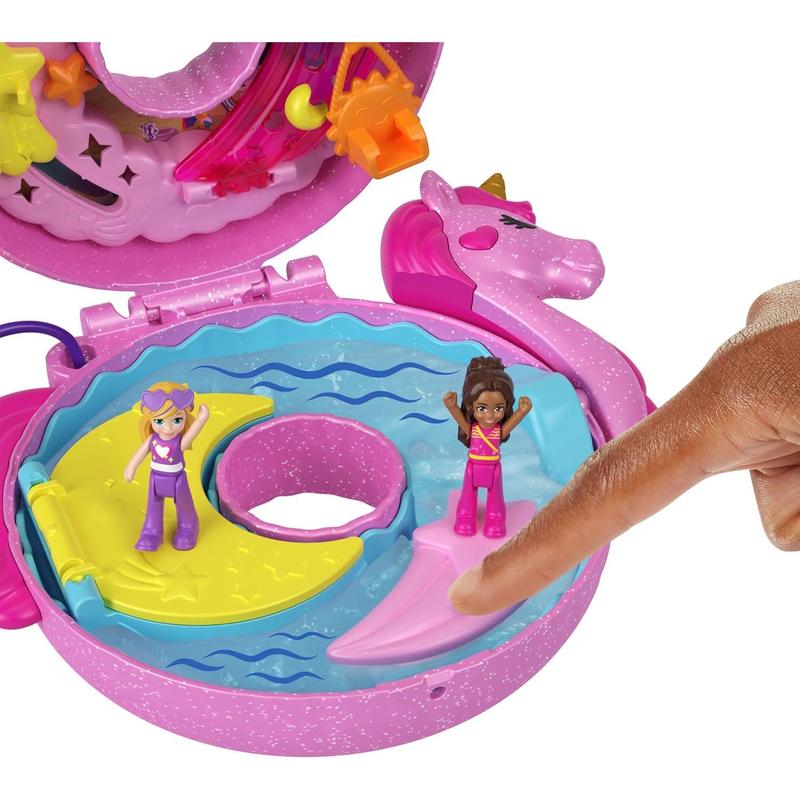 Polly Pocket Groom & Glam Poodle Compact Playset with 2 Micro Dolls & 12 Accessories, Including 2 with Color Change
