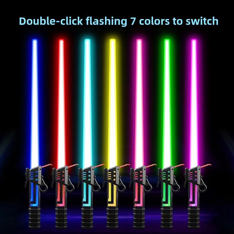 Light Up Saber with Sound,7 Color Retractable Light up Saber for Kids,Boys Sword Toy,Galaxy War Fighters and Warriors for Dress Up Party, Xmas Present