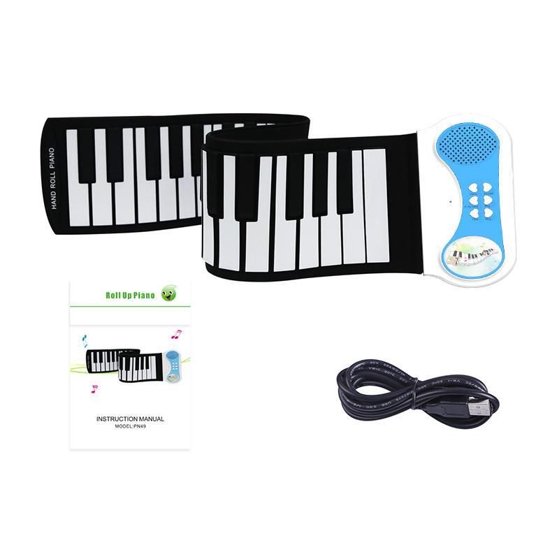 37 Key Silicone Hand Roll Piano Toy, Portable Electronic Keyboard, Musical Instrument for Beginners & Professionals, Stocking Fillers Gift