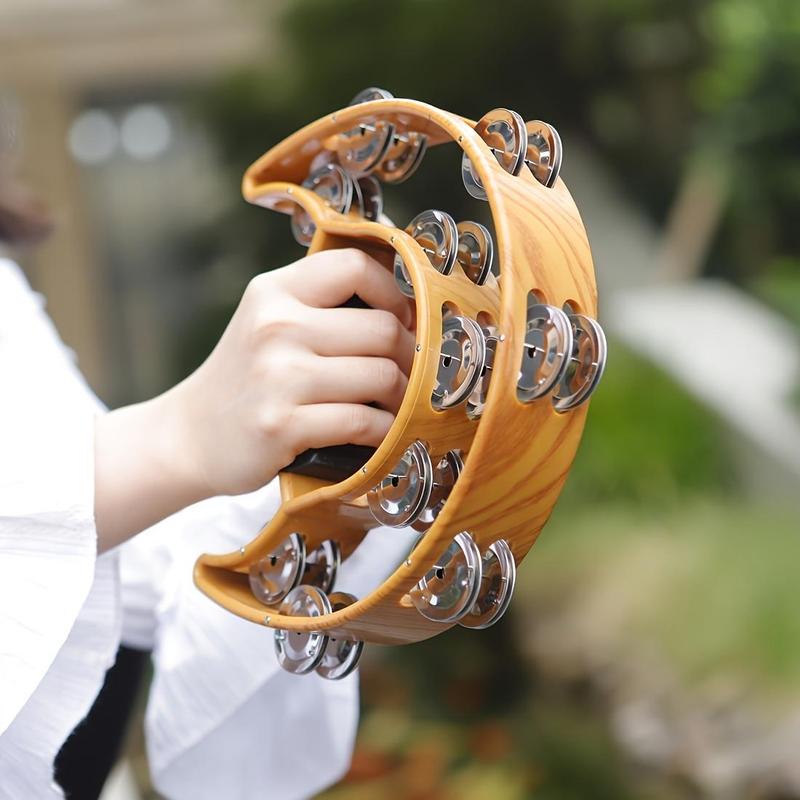 Half Moon Shaped Tambourine, Hand Bell, Double-layer Jingles Suitable for Karaoke Performance, Musical Instrument Party, Portable Music Gift