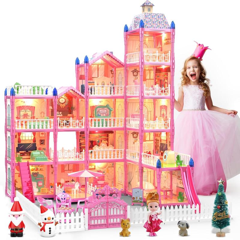 Dollhouse, Dollhouses Gifts for Girls, Doll House Playhouse Toys, 5 Stories 15 Rooms Doll Houses Dolls House for 4 5 6 7 8 9 10 Year Old Girls