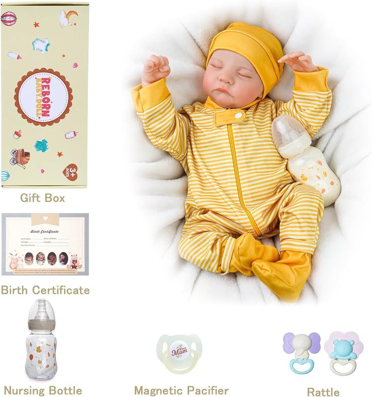 BABESIDE Lifelike Reborn Baby Dolls - 20-Inch Realistic Newborn Baby Dolls Full Vinyl Body Anatomically Correct Real Life Baby Dolls Sleeping Poseable Baby with Gift Box for Kids Age 3+