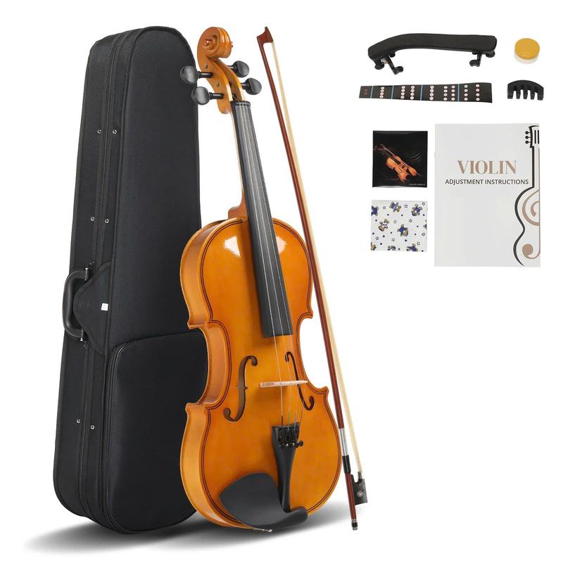 Full Size 4 4 Violin Set for Beginners & Students - Complete with Hard Case, Bow, Shoulder Rest, Rosin, Extra Strings & Mute