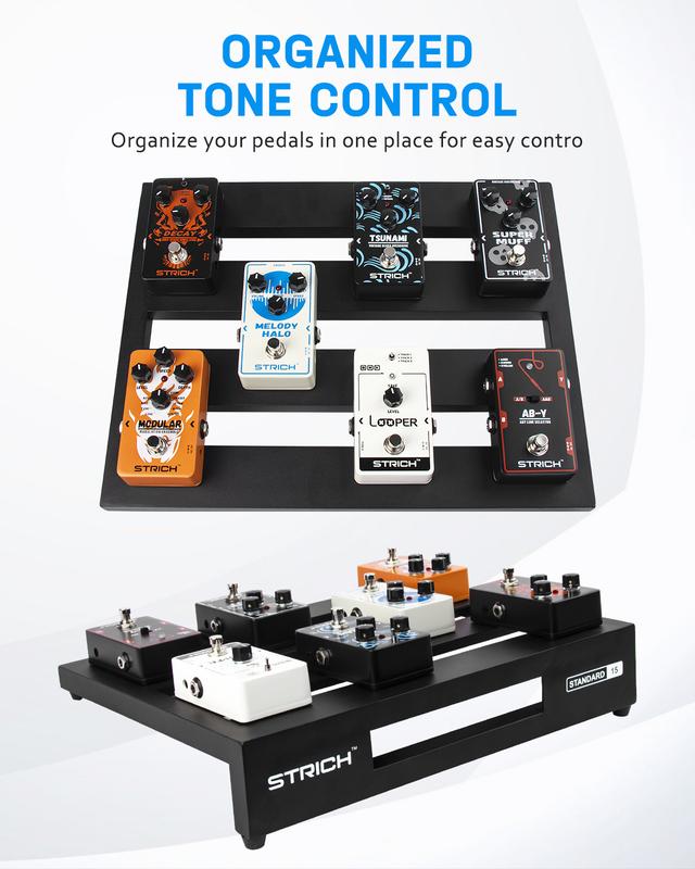 STRICH Guitar Pedal Board Aluminum Alloy 1.82lb Super Light Small Effect Pedalboard 15'' x 11.8'' with Carry Bag, STANDARD 15 (Angled)