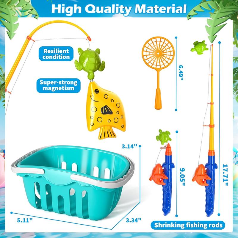 Magnetic Fishing Game Bath Pool Toys,48pcs Fishing Toys Game Floating Fish Magnet Pole Rod Net Education Teaching and Learning