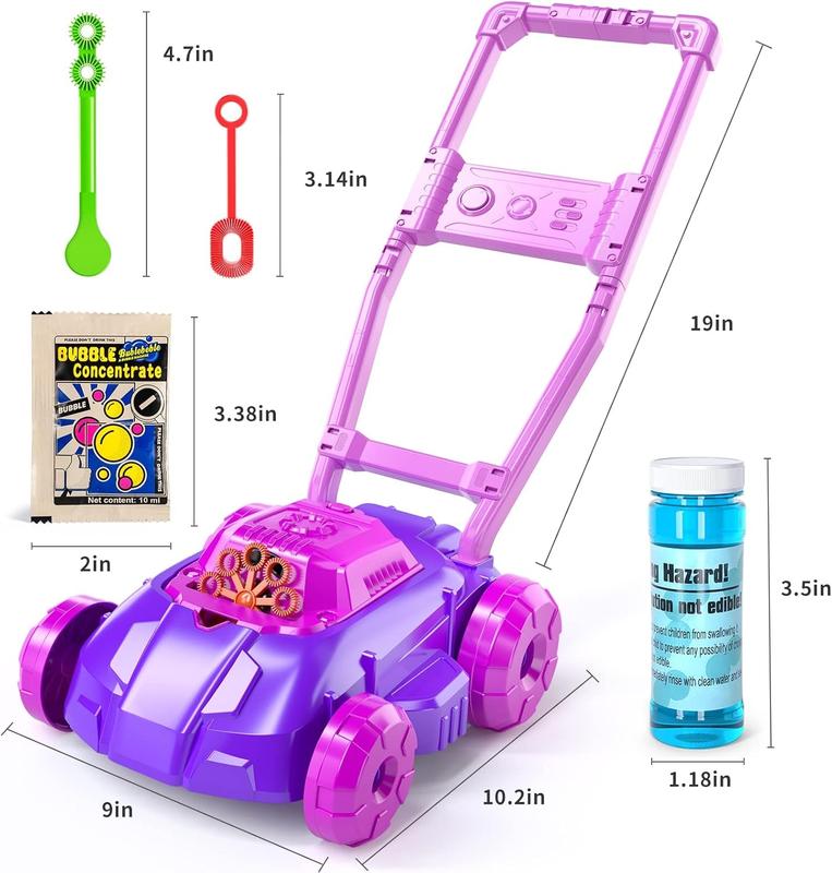 Pink Bubble Lawn Mower Bubble Machine Outdoor Outside Toys Suitable as Christmas gifts, birthday gifts