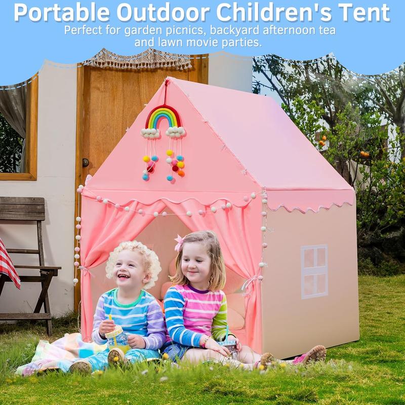 Pink s Play Tent with Padded Mat, Indoor Outdoor Princess Castle Tent for Girls Ages 1-7, Toddler Tents Playhouses Fairy-Themed Toys Tent Ideal Gift for u2013 47x39x51 Inches