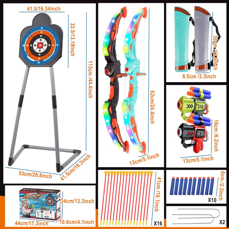 LED Children's Bow and  Arrow Set LED Luminous Archery Set Outdoor Indoor Activity Toy - Gift for Boys and Girls Ages 5-7- 9-12 Years Old suction cup arrow