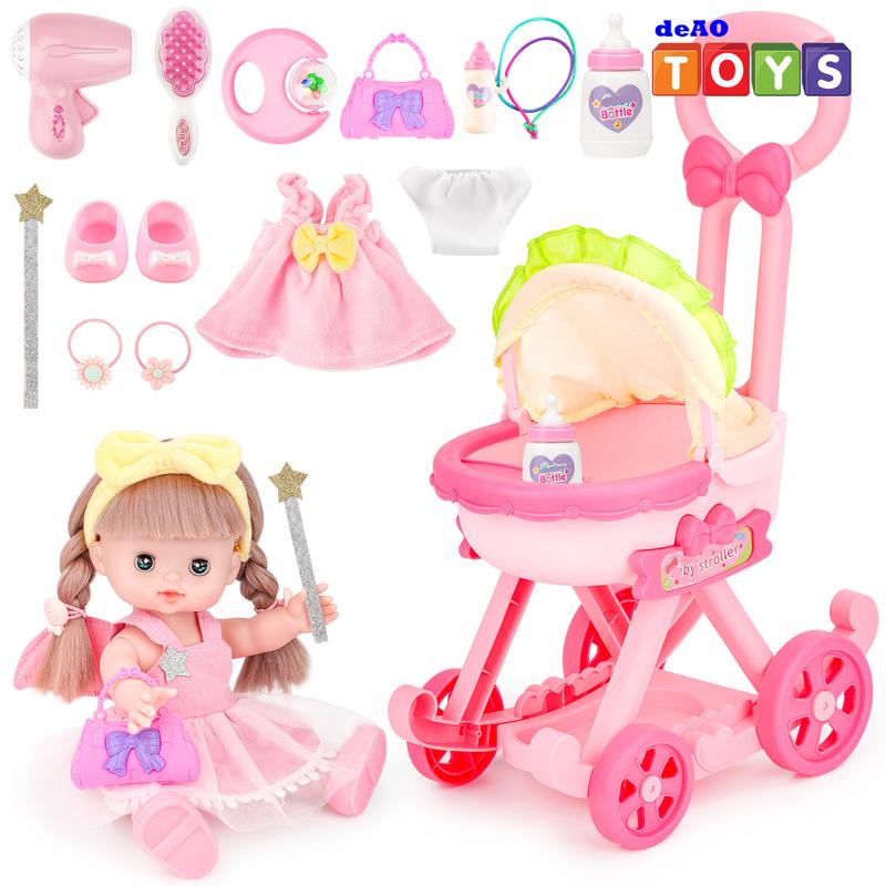 deAO Doll Stroller with 12 inch Doll,12
