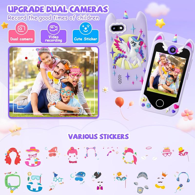 Christmas Gift Kids Smart Phone for Girls Gifts - Toddler Christmas Birthday Gift for Age 3 4 5 6 Year Old, Kids Cell Phone Toy with Touchscreen, Dual Cameras, Learning, Music Player, Games with 32 GB Card