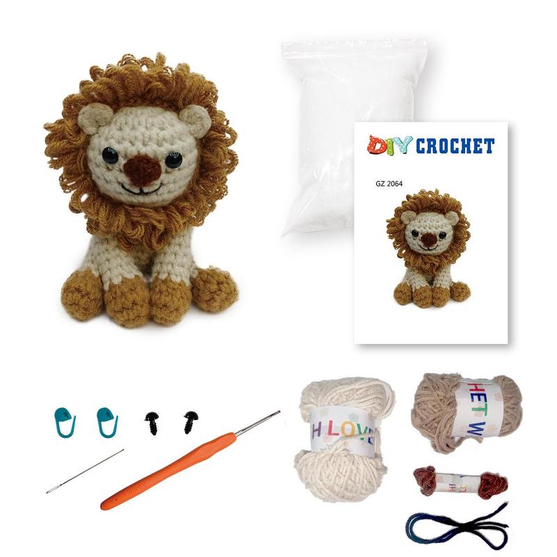 DIY Crochet Kit, 1 Set Cute Cartoon Animal Design Crochet Starter Kit, DIY Handmade Knitting Kit for Beginners, Knitting Supplies