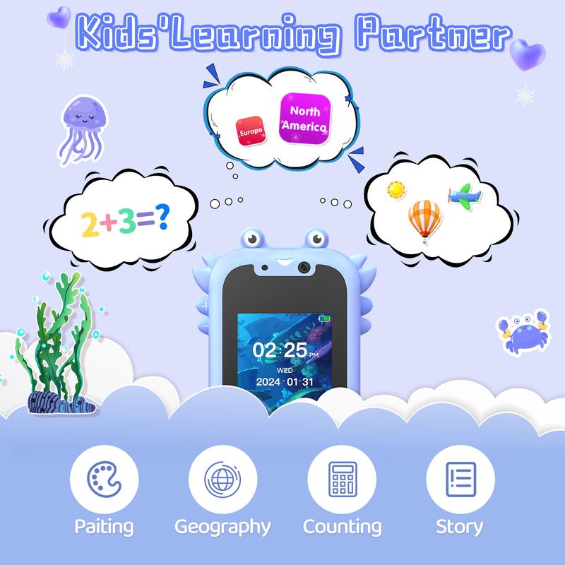 Kids Toy Smart Phone,Smart Phone Toys for Girls with High-definition Camera-Phone Toys with Learning Games, Rechargeable Touch Screen Phone Toy