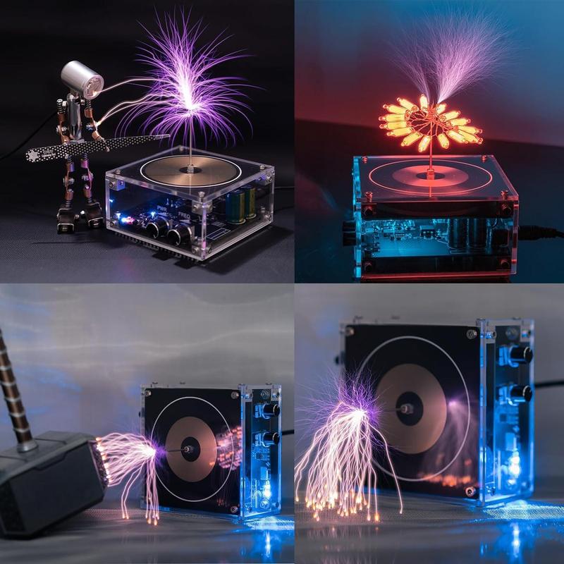 Compatible Musical Tesla CoilTouchable Artificial,LightningSpark Crack Arc Generator DesktopDecoration Arc Plasma Science TeachingExperiment Model