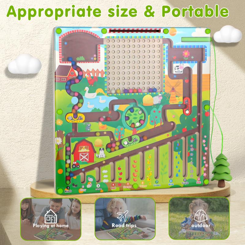 Magnetic Color and Number Maze Toys, Magnetic maze, Wooden toy for kids, Travel Toys, learning toys, educational toys, Learning Educational Color Sorting Counting Matching Toys for Kids