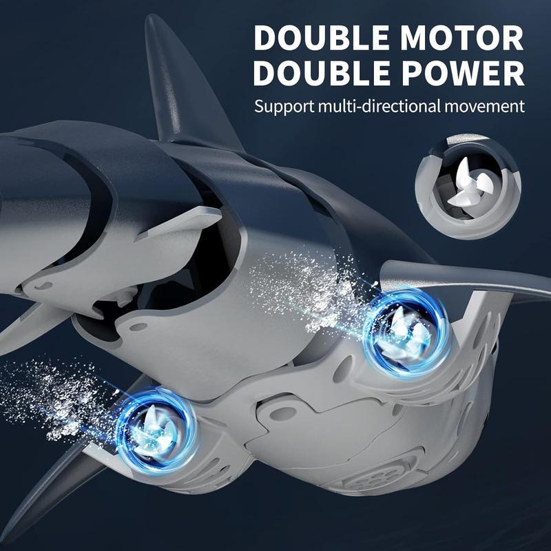 Remote Control Shark Toys ,1:18 Scale Fish with Light  Spray Water for Lake Bathroom Pool  Electric RC Boat,Christmas Gifts