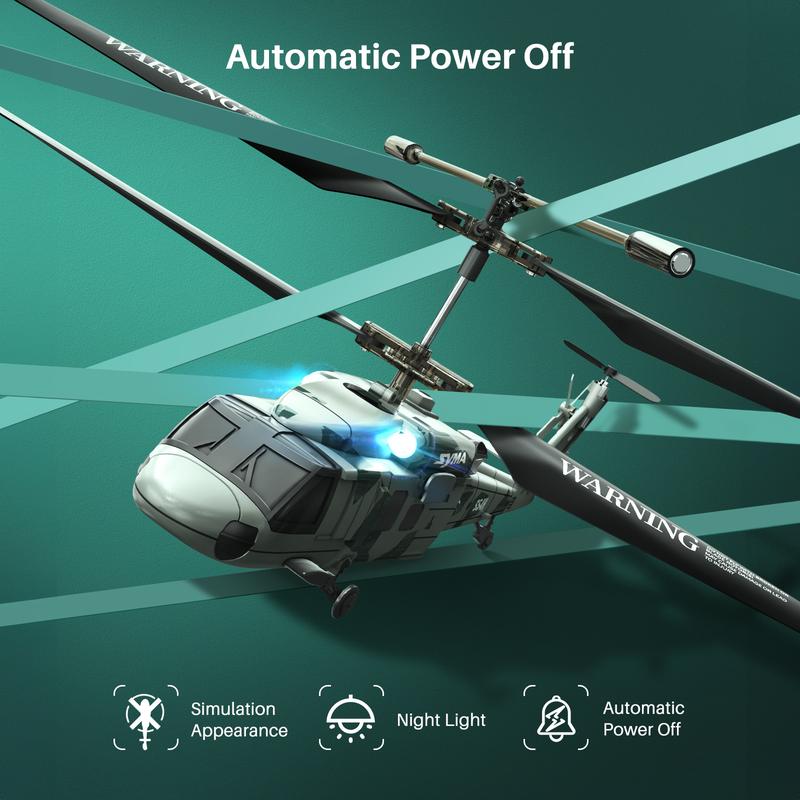 SYMA S54H Black Hawk RC Helicopter 7.48 x 1.97 x 3.54 inches with 7-10 Min Flight Time, Gyro Stabilizer, Altitude Hold, 3.5 Channel and One-key Start Landing