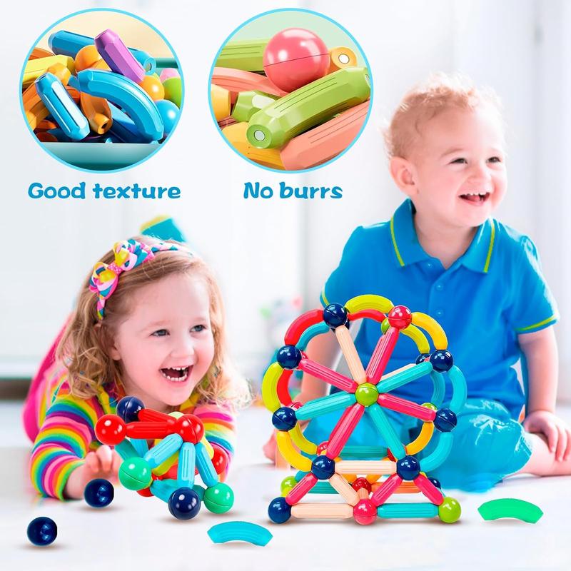 Magnetic Building Blocks STEM Educational Toy for Kids Montessori Learning Sticks and Balls,Preschool Sensory Toys for Toddlers, Gift for 3 Year Old Boys & Girls