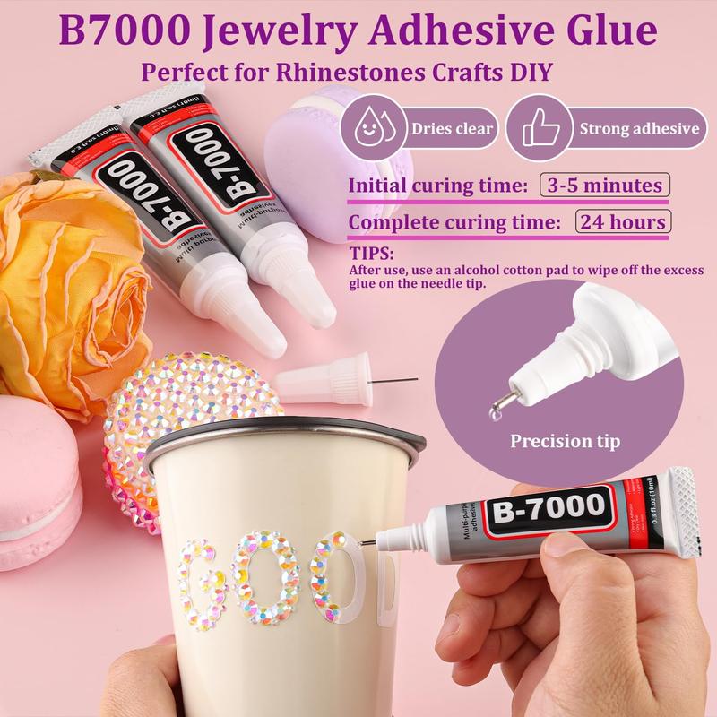 25000Pcs Resin Jelly Rhinestones with Tweezers for Crafting, Transparent AB Non Hotfix Flatback Gems, Bedazzling Crystal with 3Pcs 10ml B7000 Jewelry Glue for DIY Crafts Clothing Tumblers Shoes Fabric, DIY Manicure Materials for Nail Art Decoration