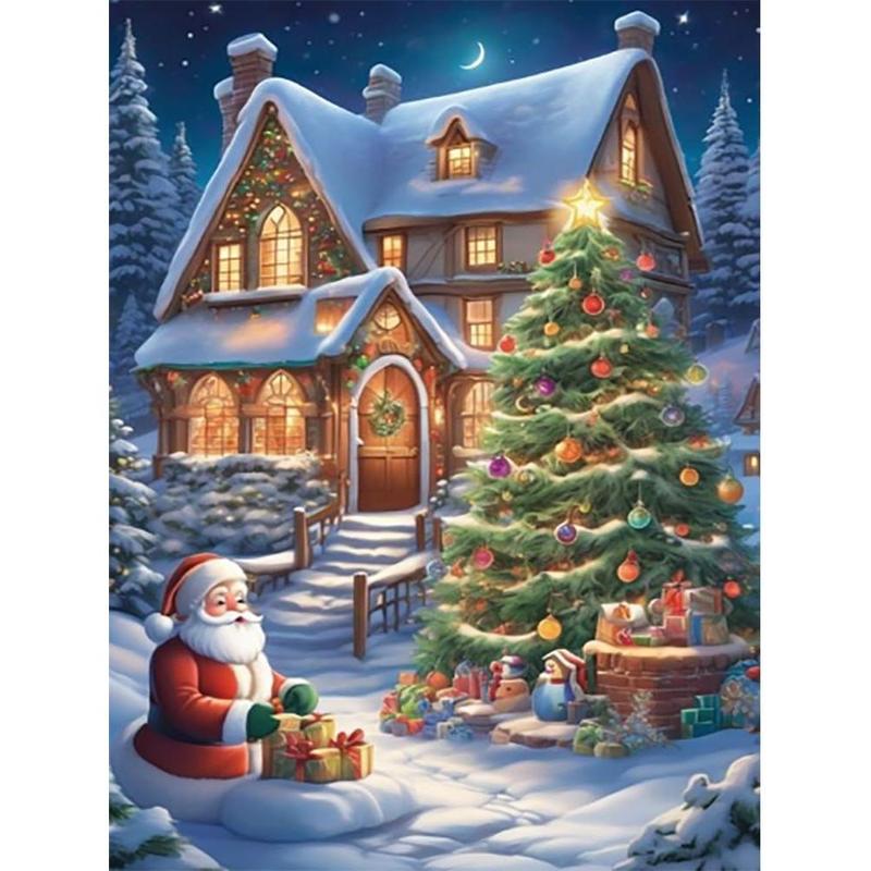 DIY Christmas Diamond Painting Kits for Adults,Santa and Tree Diamond Art Kits,5D Round Drill Paint by Diamond for Home Decor 12x16 Inch