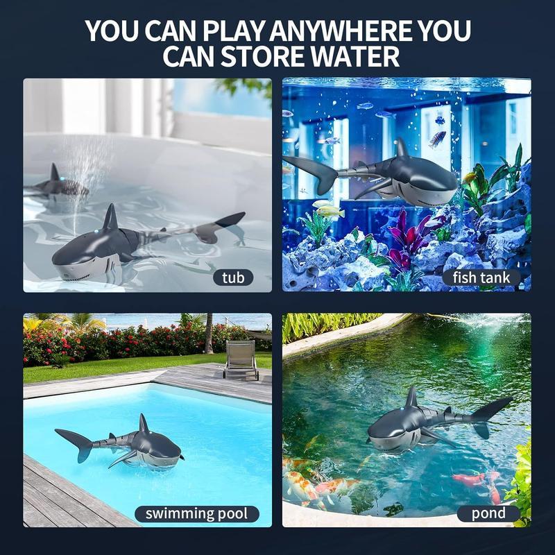 Remote Control Shark Toys ,1:18 Scale Fish with Light  Spray Water for Lake Bathroom Pool  Electric RC Boat,Christmas Gifts