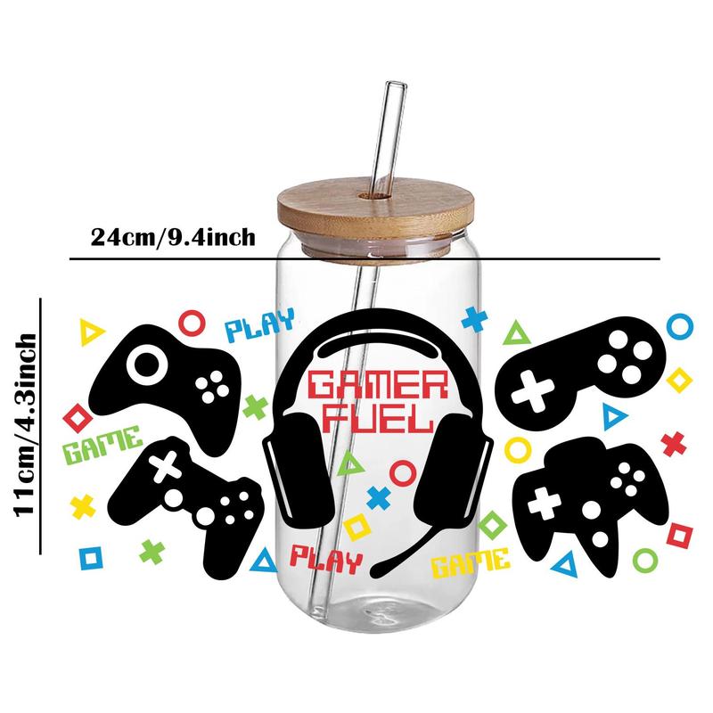 Game Pattern Transfer Sticker, 5 Counts set Waterproof Self-adhesive Stickers, DIY Decorative Sticker for Glass Jar, Water Bottle, Scrapbooking, Journal Making, Gift Wrapping