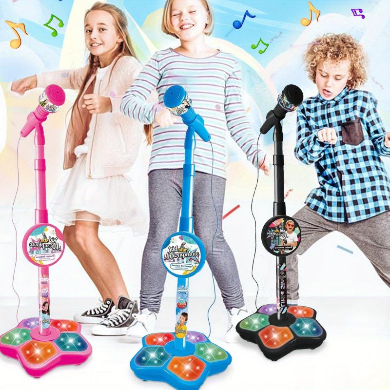 LED Light-Up Youngsters' Karaoke Microphone Toy with Adjustable Stand - Portable, Handheld Brain-Boosting Educational Play for Ages 3-6, Perfect for Birthday Parties & Concert Gifts