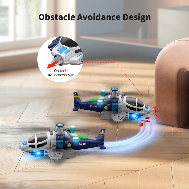 Geyiie Kids Play Helicopter Toys for Boys, Airplane with Lights and Sounds, 360°Freedom and Auto-Steering, Gifts for Toddler Birthday Party Favors