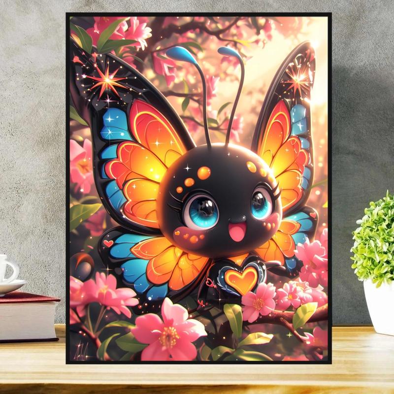 Butterfly Design Diamond Art Painting Kit, DIY 5D Diamond Art Painting Kit, Wall Art Decor for Home Living Room Bedroom, Christmas Gift
