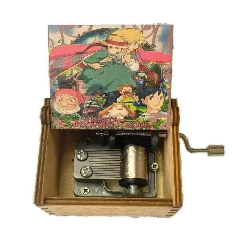 Wooden Hand Crank Howl Music Box as Gift for Home Decor Ornament desk accessory
